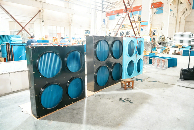 15-40HP H-Type High Efficiency Air Cooled Condenser Copper Tube Aluminum Fin for Large Cold Storage