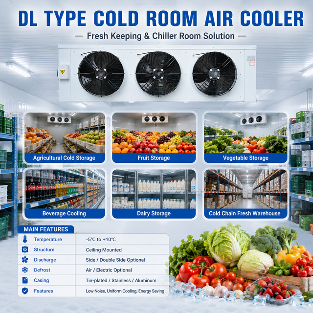 OEM DL Type Fresh Keeping Cold Room Air Cooler Evaporator for Refrigeration System Project