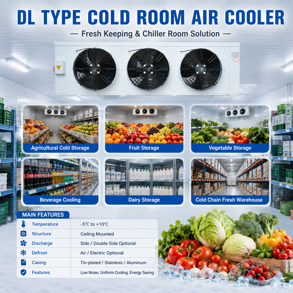 OEM DL Type Fresh Keeping Cold Room Air Cooler Evaporator for Refrigeration System Project