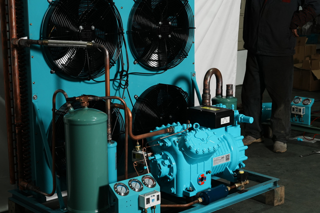 New 10-40HP Condensing Unit Semi-hermetic Piston Open Type Medium Temp R404A Energy Saving High Efficiency for Food Supermarkets