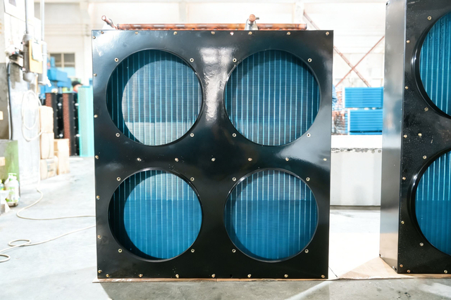 High Efficiency H-Type Air Cooled Condenser Copper Tube Aluminum Fin 3-40HP