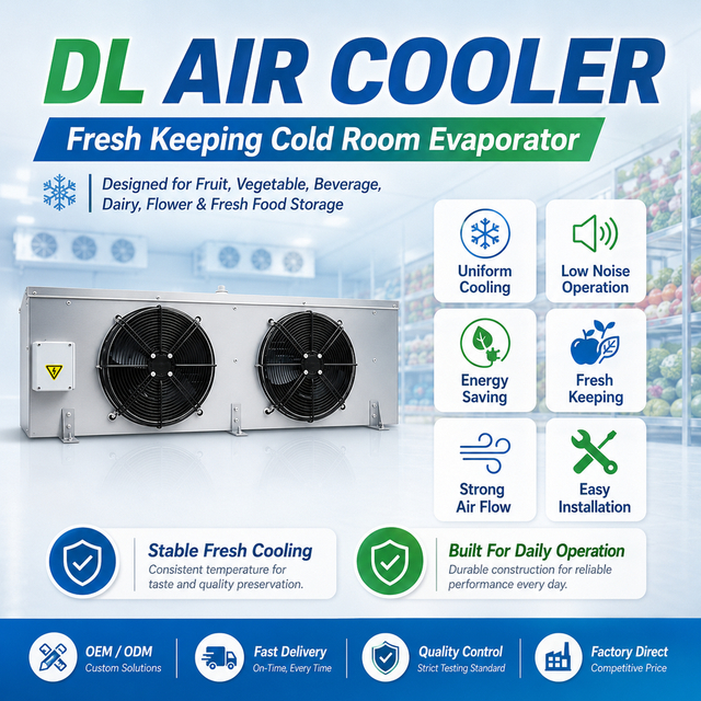 DL Type High Efficiency Unit Cooler Evaporator for Beverage Dairy Chiller Cold Storage